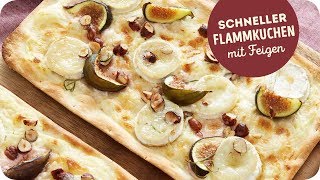 Schneller Flammkuchen mit Feigen amp Ziegenkäse  vegetarisch [upl. by Quartet]