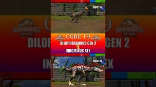 DILOPHOSAURUS GEN 2 VS INDOMINUS REX  JURASSIC WORLD THE GAME [upl. by Dnanidref]