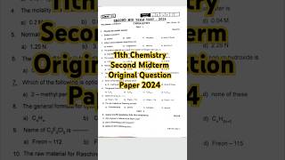 11th Chemistry Second Midterm Original Question Paper 2024 Most Important Question [upl. by Ab]