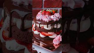 TORTA DE CHOCOLATE CON FRESA CHOCOLATE CAKE WSTRAWBERRY [upl. by Aisek]