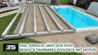 Begeh und fahrbares Pooldeck mit Motor selber bauen  Poolabdeckung Bausatz [upl. by Washko682]