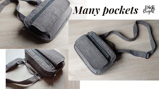 DIY Making Bag with many pockets Multi pocket crossbody bag sewing tutorial [upl. by Kavanaugh141]