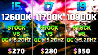 Core i5 12600K Stock vs OC vs Core i7 11700K Stock vs OC vs Core i9 10900K Stock vs OC [upl. by Yzeerb]