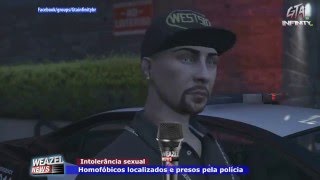 WEAZEL NEWS  protesto passe livre ataques homofóbicos e homem agride mendigo  Gta v [upl. by Dunlavy]