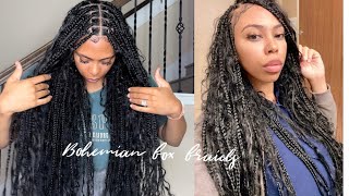 BOHO GODDESS BOX BRAIDS TUTORIAL DETAILED PARTING BRAIDING TIPS amp HACKS RAW BURMESE CURLY HAIR [upl. by Schlesinger47]