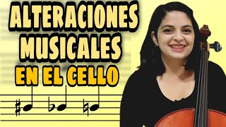 COMO TOCAR LAS ALTERACIONES MUSICALES SOSTENIDOS BEMOLES Y BECUADROS en el VIOLONCELLO  TUTORIAL [upl. by Edelman]