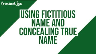 Article 178 Using fictitious name and concealing true name Criminal Law Discussion [upl. by Eiramlirpa]