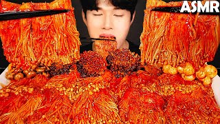 COOKING ASMR  Spicy enoki mushrooms mukbang  recipe amp no talking eating sounds [upl. by Enneillij61]