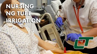 Nursing NG Tube Irrigation Demonstration [upl. by Bobine908]