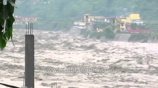 Heavy flow of river Ganga due to flood water in Gyansu Uttarkashi [upl. by Kciderf]