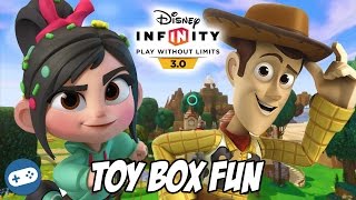 Vanellope and Woody Disney Infinity 30 Toy Box Fun Gameplay [upl. by Hgielsel845]