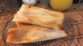 TAMALES ROJOS DE POLLO CON CHILE GUAJILLO  con maseca [upl. by Tiedeman]