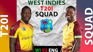 WEST INDIES SQUAD T20I VS ENGLAND [upl. by Ahsemit]