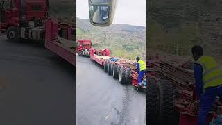 The process of rear wheel steering trailer passing through a bend [upl. by Blinni]