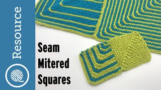 How to Seam Mitered Squares  Join Side Edge to Cast On [upl. by Yraunaj]