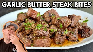 These Garlic Butter Steak Bites are a CHEAT CODE for Cooking Steak on the Griddle [upl. by Bella736]