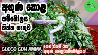 ✔️අගුණ කොළ සම්බෝලය aguna kola sambol තිත්ත නැතුව Episode 69 cuoco con amma sinhala [upl. by Latia]