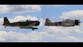 Japanese B5N2 Kate and A6M Zero aircraft replicas WW2 Weekend Reading PA June 8 2024 [upl. by Anirehs994]