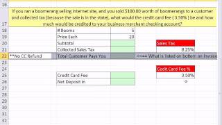 Excel 2010 Business Math 41 Calculating Credit Card Fees [upl. by Felix690]