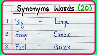 Synonyms words  20 Synonyms words in English  Common Synonyms words  What is Synonyms [upl. by Hesther]