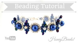 Beginners Bracelet Dear Diamonds 4 Beading Tutorial by HoneyBeads1 with superduo beads [upl. by Ames]