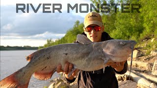 MONSTER RIVER CATFISH FROM THE BANK self filmed 4K [upl. by Nauquf]