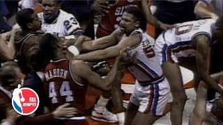 Charles Barkley brawls with Bill Laimbeer in epic 1990 Pistons vs Sixers fight  ESPN Archives [upl. by Aniraad]