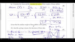 WST0101 Edexcel IAL S1 Jan 2016 Q6 Mean Standard Deviation [upl. by Adlesirc]