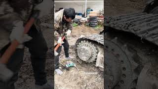 Replacing Travel Gears and Track Rollers on a MediumSized Excavator fyp short shorts shortviral [upl. by Ozneral]