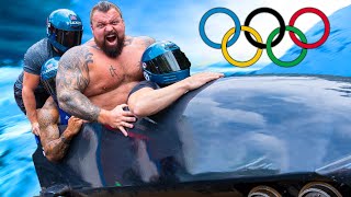 Strongman Tries OLYMPIC BOBSLEIGH [upl. by Galateah673]