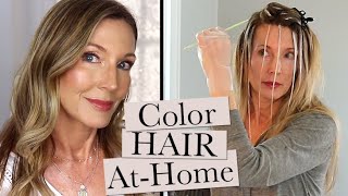 How To Color Your Hair At Home  Grey Roots  No Foil Highlights [upl. by Tippets]