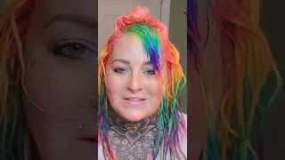 Hairdresser Reacts To Rainbow Hair Color That Also Glow 🤯 [upl. by Anelagna603]