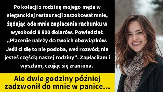 Po kolacji z rodziną mojego męża w eleganckiej restauracji zaszokował mnie żądając ode mnie [upl. by Uund316]