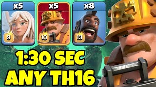 5X Super Miners  8X Hog Riders  5X Healers BEST TH16 Attack Strategy  Clash of clans [upl. by Socrates840]