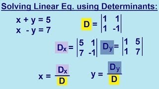 Algebra  Solving Linear Equations using Determinants 13 [upl. by Sylvanus]