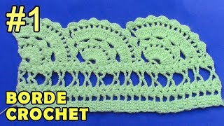 Borde 1 tejido a crochet fácil de hacer en punto abanicos grandes [upl. by Namqul]