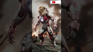 Iron man  lion hybrid unbelievable fusion 🔥💯💯 like share hulk marvel videos aivideo [upl. by Mccoy]