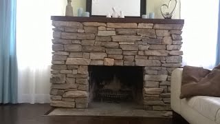 Install Stone veneers over old brick fireplace DIY [upl. by Sekyere15]