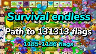 Plants vs Zombies Survival Endless Path to 131313 Flags  11851186 Flags [upl. by Atela]