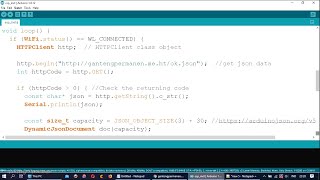 Internet of Things Deserialization Parsing JSON Data Values from Web Server Arduino ESP8266 Sketch [upl. by Atekal]