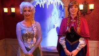 Anna and Elsa Meet amp Greet w Talking Olaf at Fantasyland Frozen Royal Reception Disneyland [upl. by Taub863]