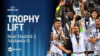 Captain Luka Modric lifts Real Madrids record sixth UEFA Super Cup 🏆⚪ [upl. by Aik]