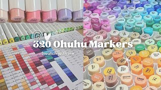 ALL the Ohuhu brush markers on one chart Swatch with me [upl. by Eiznikcm]