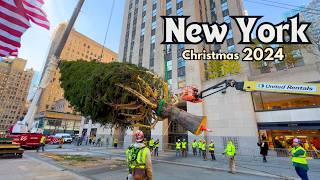 NYC Rockefeller Center Christmas Tree 2024 Installation ✨ 4K NYC Christmas Walk 2024 [upl. by Catto]