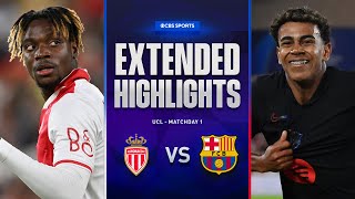 Monaco vs Barcelona Extended Highlights  UCL League Phase MD 1  CBS Sports Golazo [upl. by Louanne]