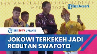 Jokowi Terkekeh Jadi Rebutan Foto Selfie Peserta Muktamar IPM di Medan Sabar Layani Satusatu [upl. by Stiles995]