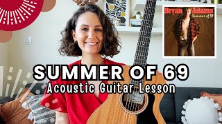 Summer of 69  Bryan Adams Acoustic Guitar Lesson Tutorial Fun and Easy [upl. by Anima]