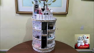 DIY Rotating CosmeticMakeup Organizer With My Own Idea Rotating Base Without Stick [upl. by Annel235]