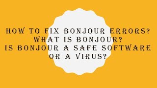 How do I fix Bonjour Service errors in windows PC [upl. by Diba584]