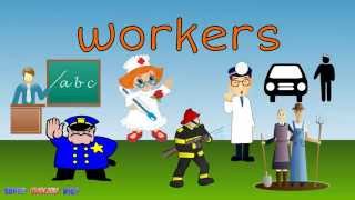 WorkersJobsOccupations Vocabulary Spelling SongChant for Kids [upl. by Essirahc]